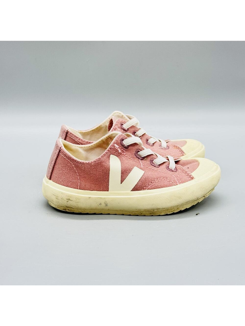 Veja Shoes Girls 8.5 Pink Canvas Low Top Lace Up Flip Slip On Trainer Sneakers